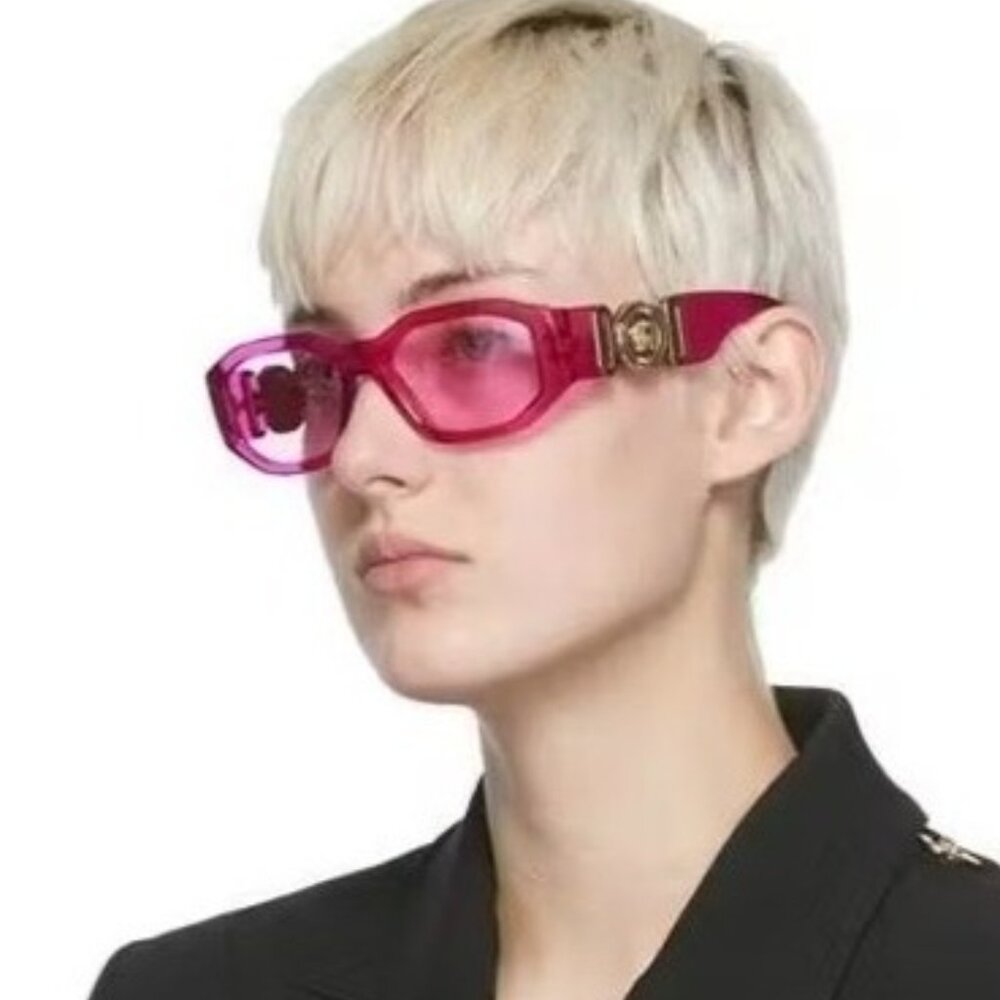 VERSACE Sunglasses VE4361 5334/5 Transparent Fuxia Pink Medusa Biggie Designer - Picture 4 of 16
